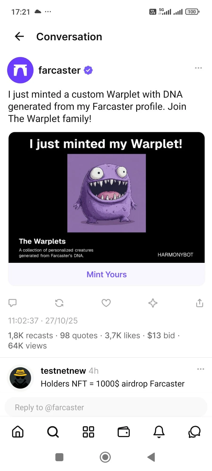 The Warplet token image